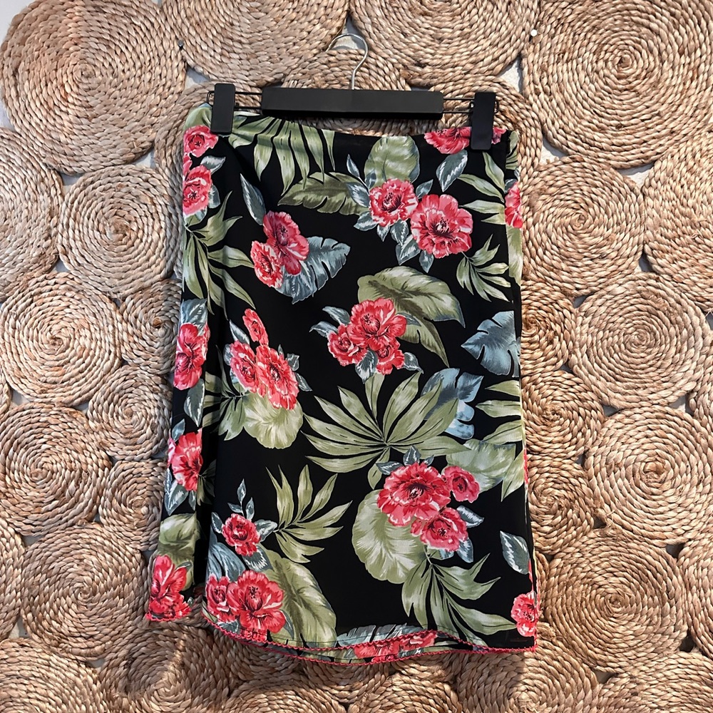 Plants and Florals Hawaiian Print Midi Skirt